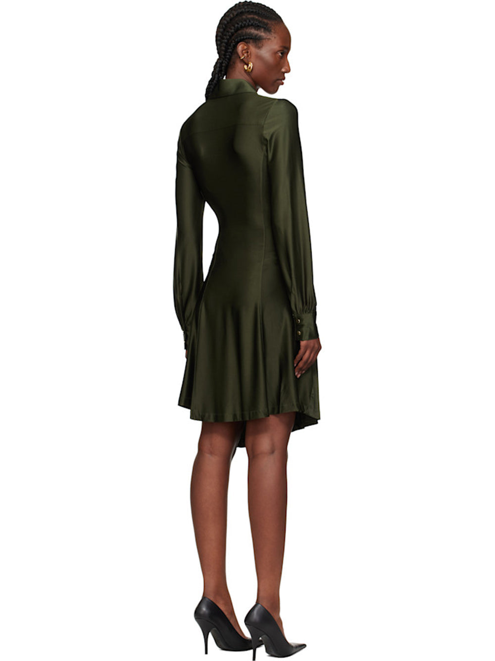 Isabel – Vestido satinado verde oliva