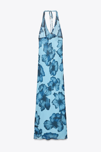 Lucy - Vestido largo estampado halter