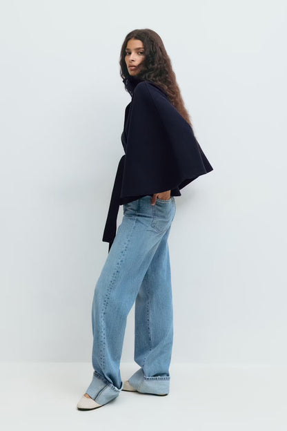 Loreza | Abrigo Elegante para Mujeres con Cinturón y Cuello Alto