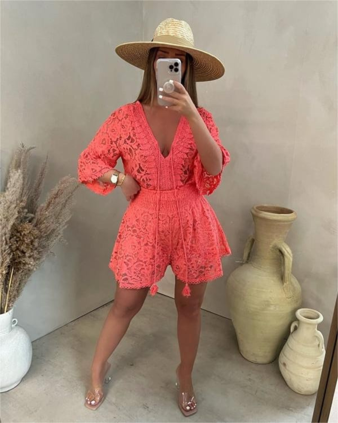 Conjunto Casual de Encaje Descontraido y Elegante