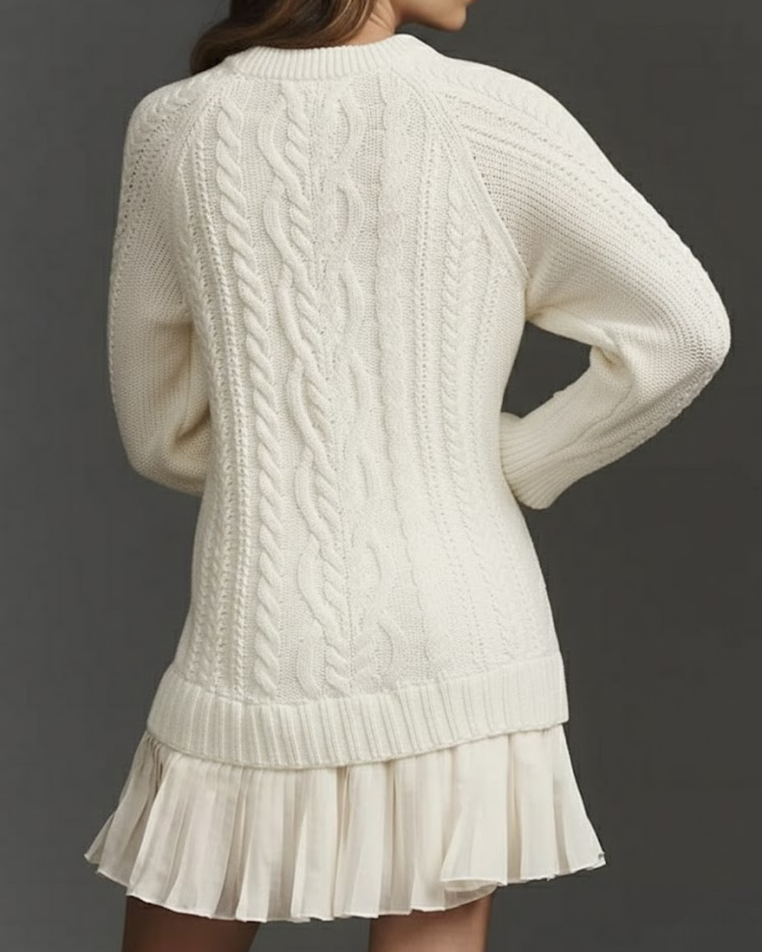 Mini Vestido de Punto con Diseño de Jersey Trenzado