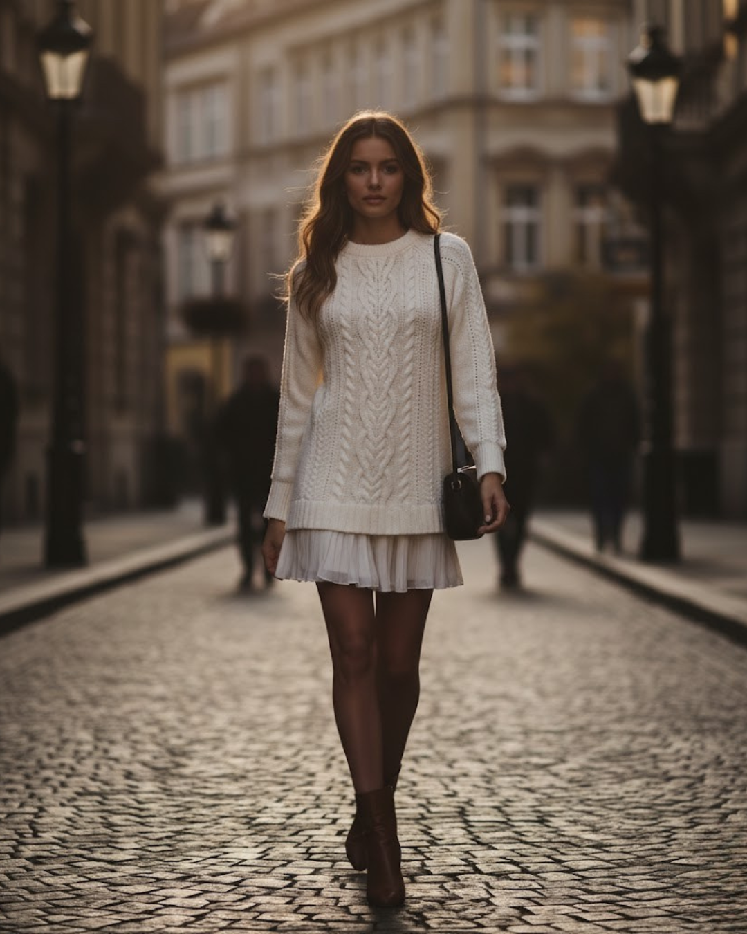 Mini Vestido de Punto con Diseño de Jersey Trenzado