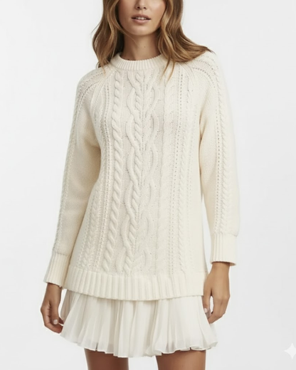 Mini Vestido de Punto con Diseño de Jersey Trenzado