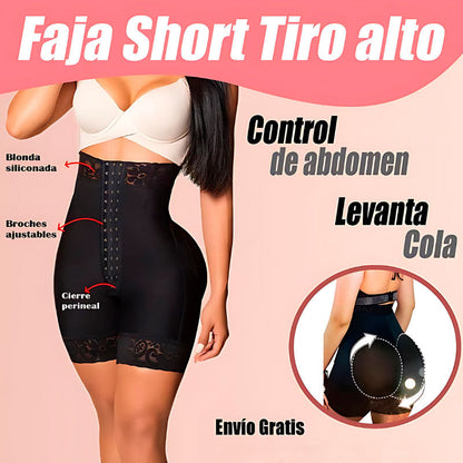 Faja Short Moldeador con Realce de Glúteos y Broches Delantero