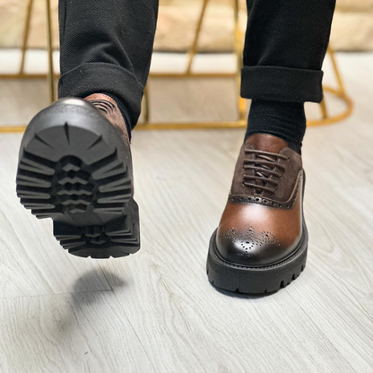 Zapatos casuales clásicos de cuero genuino y ante para hombre