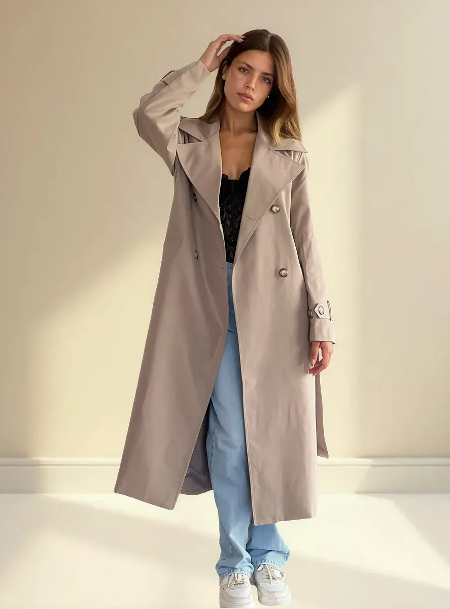 Mar - Impermeable Largo con Cinturón y Forro Interior