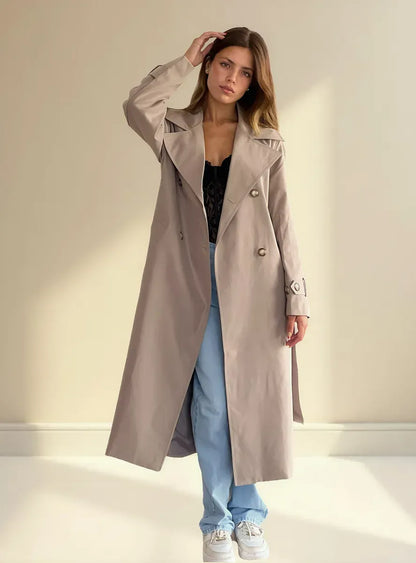 Mar - Impermeable Largo con Cinturón y Forro Interior