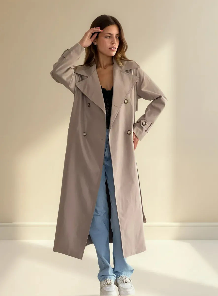 Mar - Impermeable Largo con Cinturón y Forro Interior