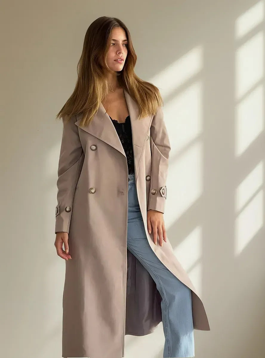 Mar - Impermeable Largo con Cinturón y Forro Interior