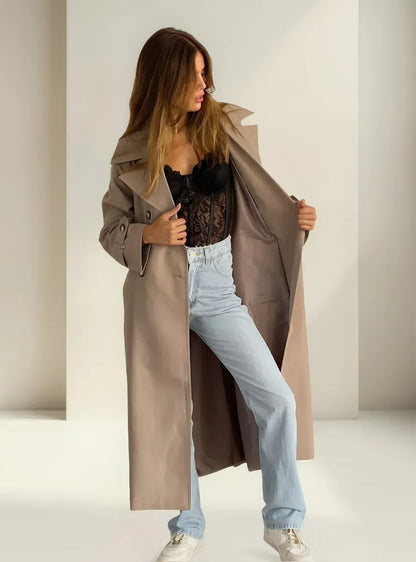 Mar - Impermeable Largo con Cinturón y Forro Interior