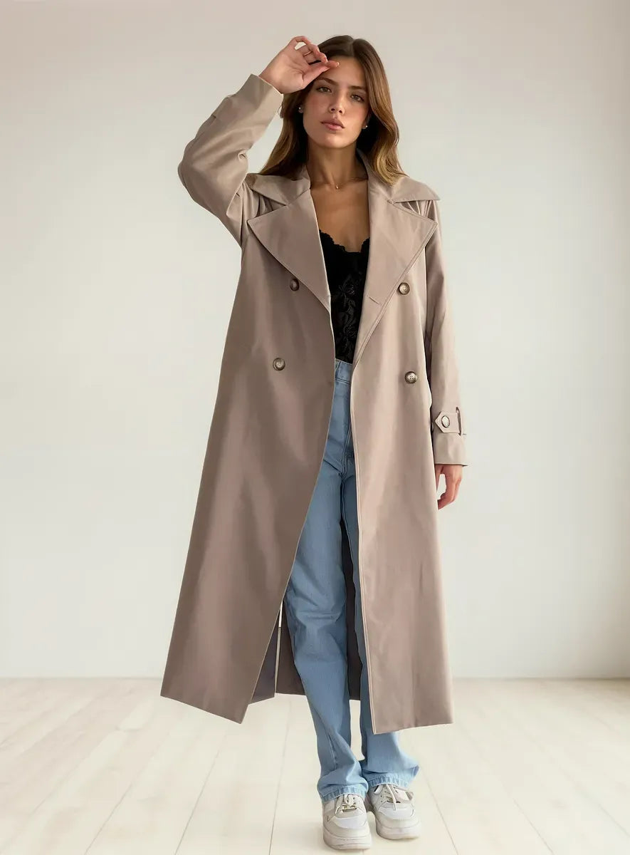 Mar - Impermeable Largo con Cinturón y Forro Interior